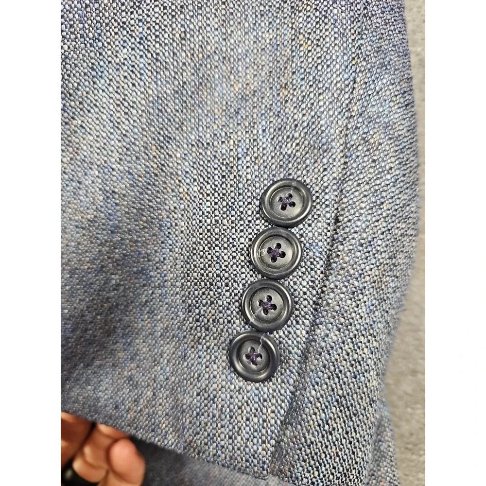 Jos A Bank 42R‎ 💯 Silk Suit Blue Gray Blazer Jacket Sport Coat Men Vtg 2 Button